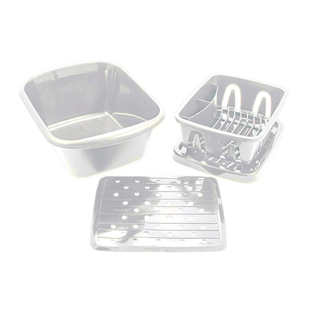 white camper dish drainer set