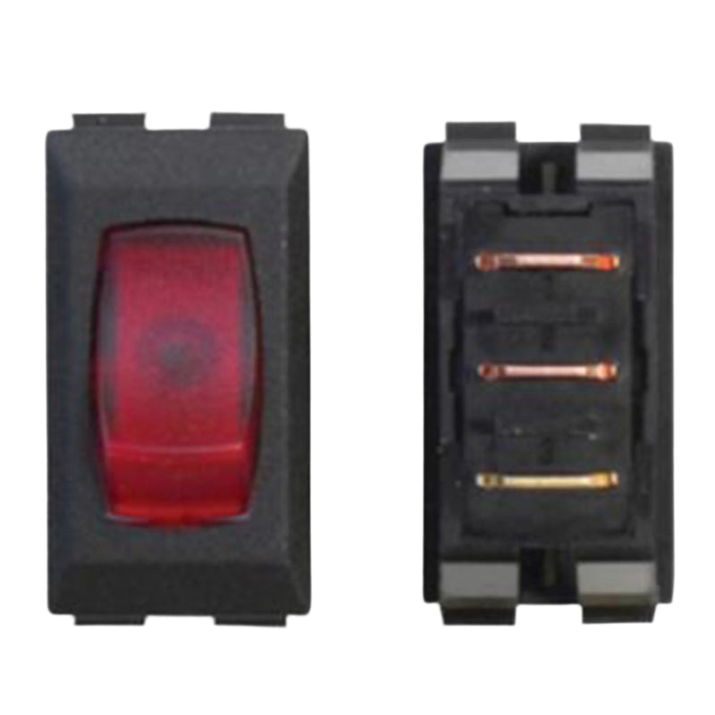black rocker switch showing the front and rear