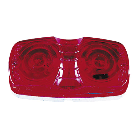 A red two-bulb lamp side marker light with an acrylic lens.
